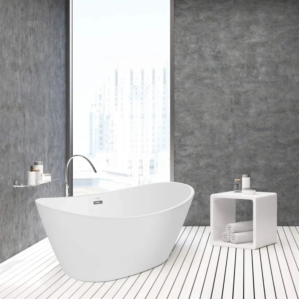 Deep Soaking Tub with Overflow and Drain Bathtub